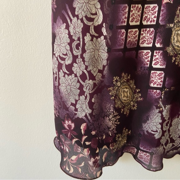 Vintage 90s Purple Floral Midi Skirt - Picture 5 of 6